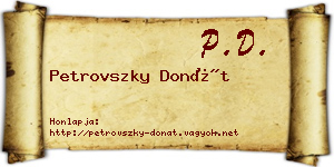 Petrovszky Donát névjegykártya