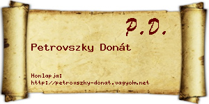 Petrovszky Donát névjegykártya